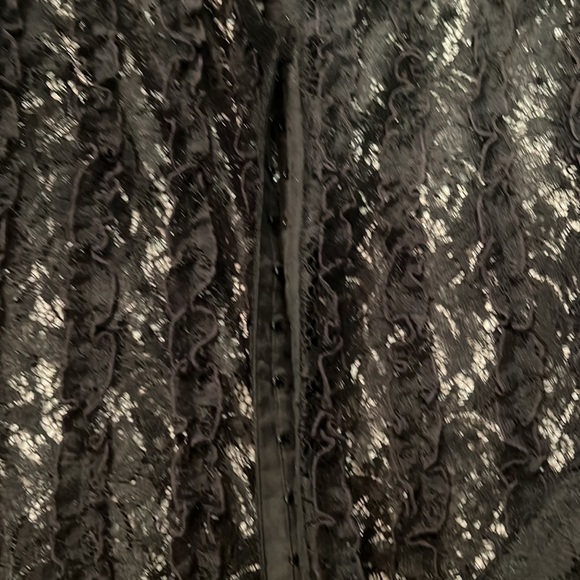 Black lace button up shirt. - Picture 4 of 4